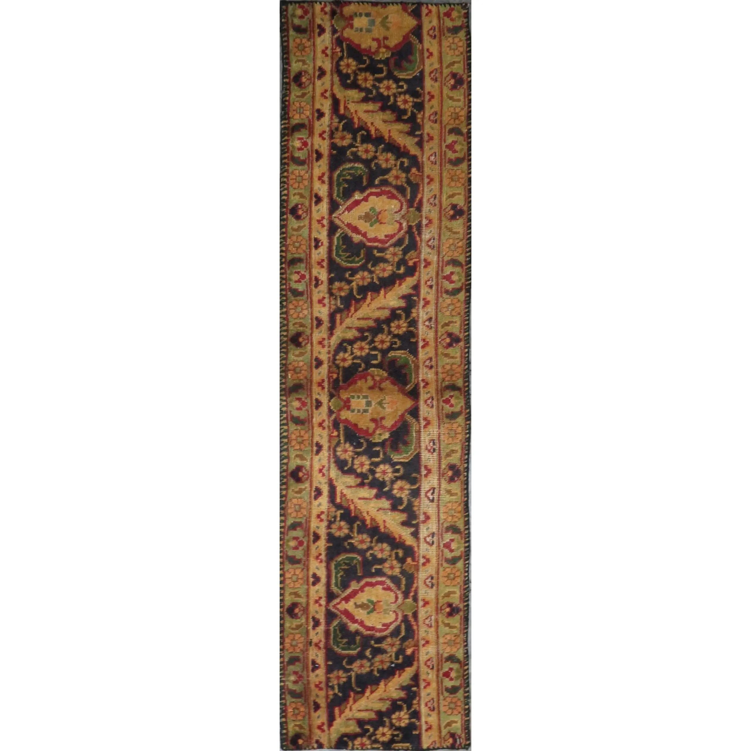 One Of The Kind Hand-Knotted Persian Wool Rug _ Luxurious Vintage Design, 5'0" x 1'0", Artisan Crafted